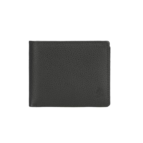 Leather Bi-Fold Wallet, Black (Bifold with Flap-Black